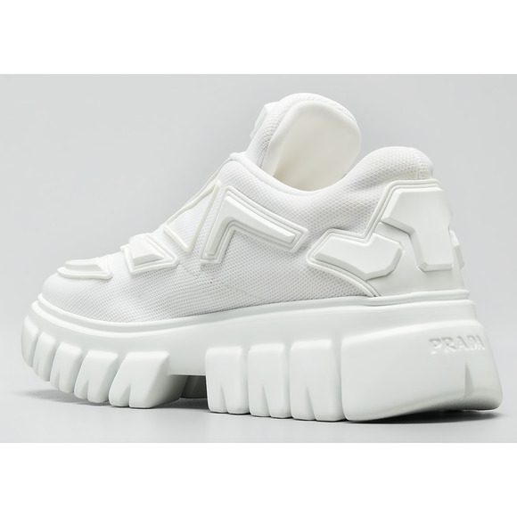 Prada Monolith Evolution Thunder Lug Sole White Platform Flat Low Sneaker 38.5 - Picture 8 of 12